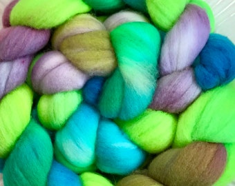 4oz. Hand Painted Superwash Merino Roving