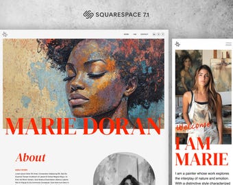 Plantilla web de artista Ealain para Squarespace 7.1: descarga la plantilla para arte abstracto, totalmente personalizable y para pintores.