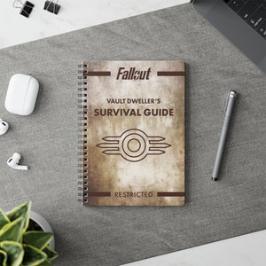 Fallout Spiral Notebook Stained | Fallout Game Vault Dweller's Survival Guide Book | A5 Lined Notebook