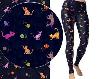 Cute Kitty Cat With Paw Glasses Bow Kitten Animal Lovers Alternative Printed Leggings