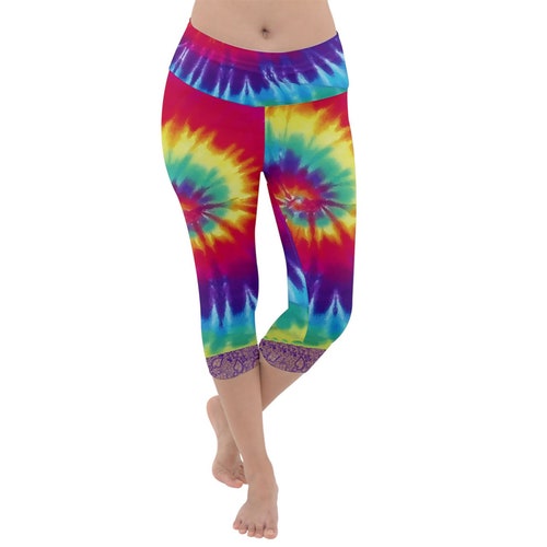 Tie Dye Leggings Neon Spiral Capri Ready to Ship - Etsy