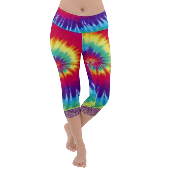 Tie Dye Leggings Neon Spiral Capri 