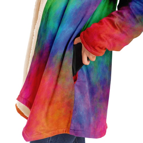 Color Cloud Cloak with Hood and Pockets Micro Mink Lined Jacket shops