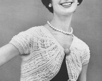 1950's Knitted Shrug Vintage Knitting Pattern Instant Download PDF 119