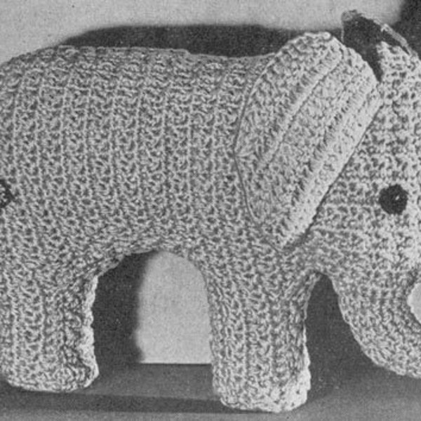 INSTANT DOWNLOAD 1944 Pink Elephant Toy Vintage Crochet Pattern PDF 098