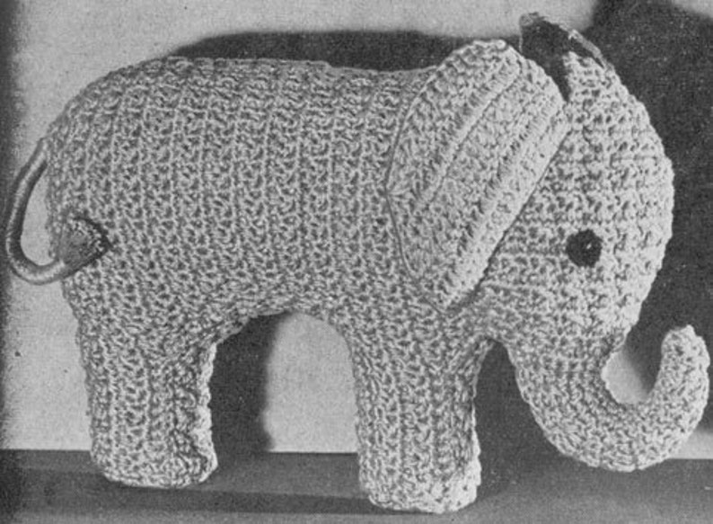 INSTANT DOWNLOAD 1944 Pink Elephant Toy Vintage Crochet Etsy