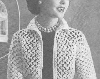 1950's Shortie Jacket Vintage Crochet Pattern PDF Instant Download 018