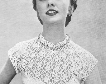 1955 Rose Yoke Blouse Vintage Crochet Pattern PDF Instant Download 113