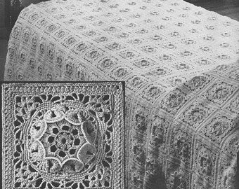 1949 Flower Queen Bedspread Vintage Crochet Pattern Instant Download PDF 374