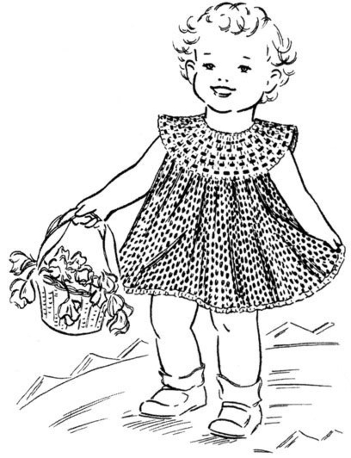 1950's Child's Easy Dress Vintage Crochet Pattern Etsy