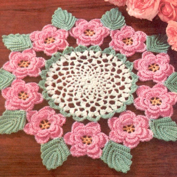 1950's Irish Rose Doily Vintage Crochet Pattern PDF Instant Download 066