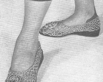 INSTANT DOWNLOAD 1949 Irish Lace Slippers Vintage Crochet Pattern PDF 251