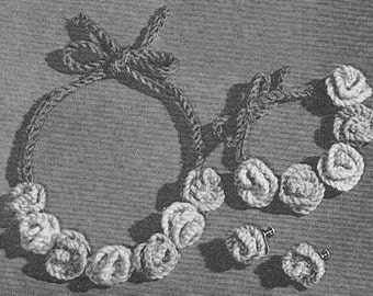 1950's Jewelry Set: Necklace, Bracelet and Earrings Vintage Knitting Patterns PDF Instant Download 258