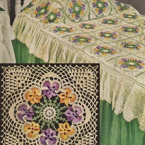 INSTANT DOWNLOAD 1949 Pansy Bedspread Vintage Crochet Pattern PDF 271