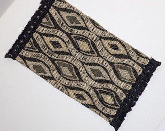 Handmade Miniature Rug -Geometric Design in Blacks and Brown for Model Dollhouse Diorama  1:12 Doll House Scale