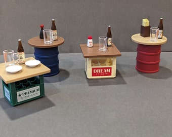 Mini Izakaya! Diorama Miniatures Japan Restaurant Alley Tables with Accessories - Beer Crate Barrel Etc. MUST SEE Details!