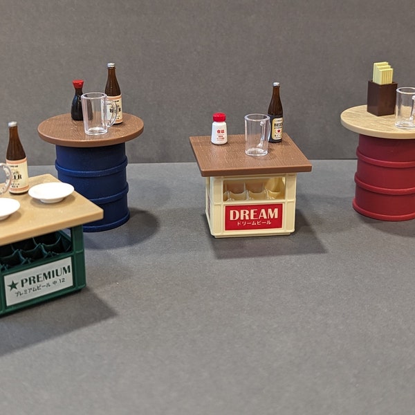 Mini Izakaya! Diorama Miniatures Japan Restaurant Alley Tables with Accessories - Beer Crate Barrel Etc. MUST SEE Details!