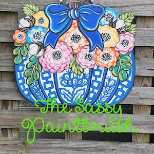Fall Floral Chinoiserie Pumpkin