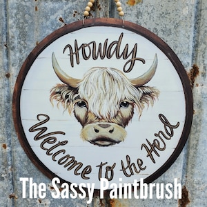 Highland Cow Door Hanger- Welcome to the Herd