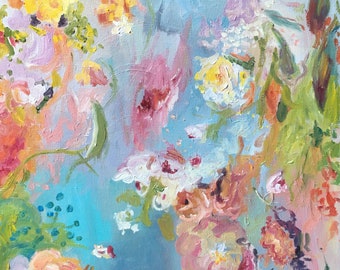 DREAM BOUQUET - oil painting on stretched canvas original art by Tamara Halligan 12" x 16"