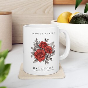 Oklahoma State Flower Mug, Cute Rose Mug, State Flower Gift, Mug with Flowers, Oklahoma Mugs, Oklahoma Rose Mug, Oklahoma Gift