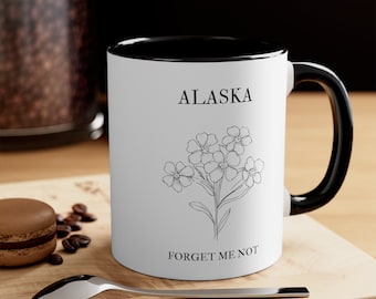Alaska State Flower Mug, Cute Forget Me Not Mug, State Flower Gift, Mug with Flowers, Alaska Mugs, Alaska Forget Me Not Mug, Alaska Gift