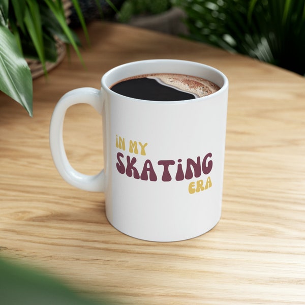 In My Skating Era Ceramic Mug (11oz), Cute Gift Mug, Skating Mugs, 70's Style Mug, Bubble Letter Mug, Trendy Mug Gift, Cool Mug!