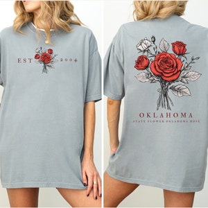 Bloemenshirt staat Oklahoma, shirt staat bloemen, schattig bloemenshirt, shirt Rose, cadeau Oklahoma, leuk cadeau voor vriend, bloemenmerchandise