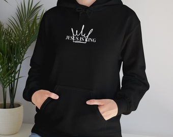 Sudadera con capucha Jesus is King Crown / Sudadera con capucha unisex Heavy Blend™, ¡Sudadera con capucha basada en la fe!