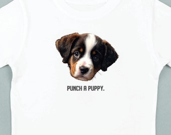 Punch a Puppy, Unisex Heavy Cotton Tee, funny dog shirt, animal humor, ironic, dark humor