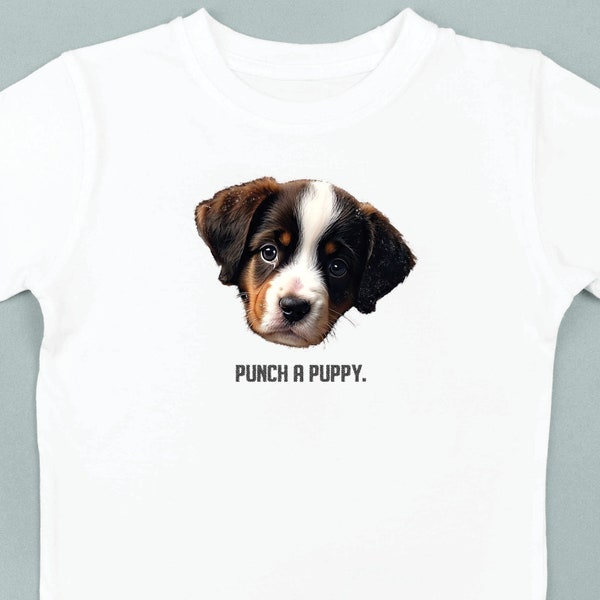 Punch a Puppy, Unisex Heavy Cotton Tee, funny dog shirt, animal humor, ironic, dark humor