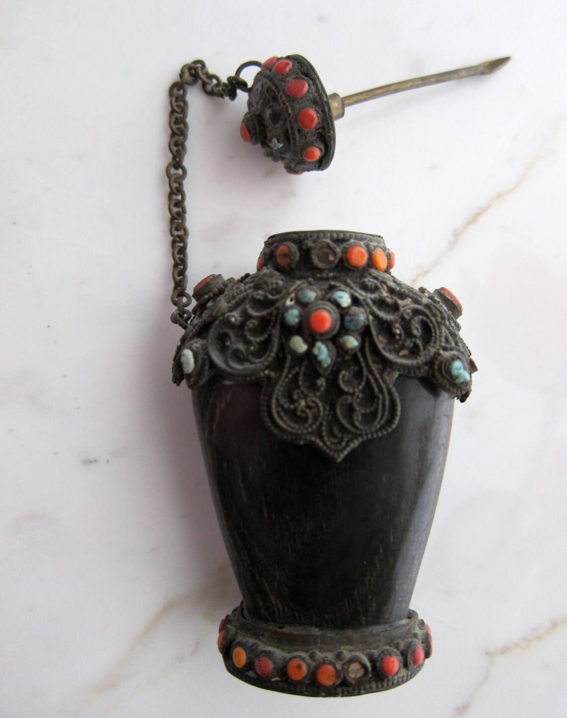 Antique Tibetan Snuff Bottle Opium Bottle Turquoise & Etsy