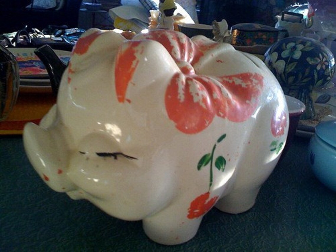 40s McCoy Vintage Piggy Bank Pottery Pig Collectible Etsy