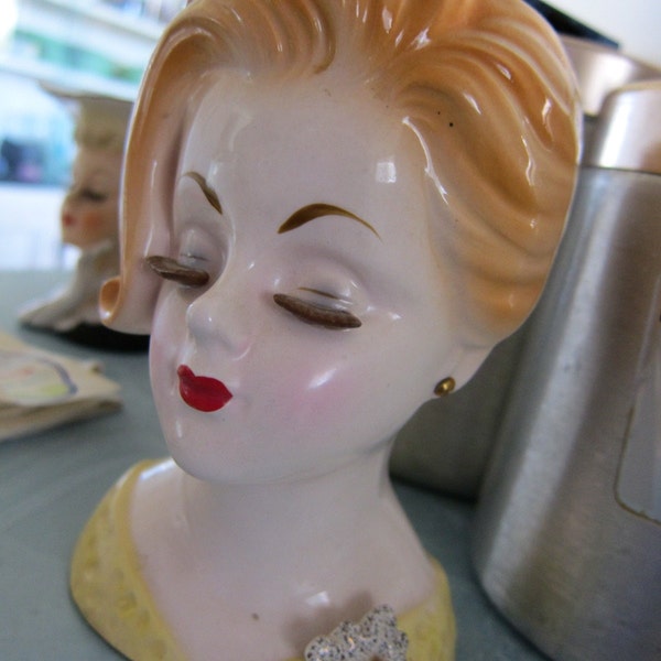 Vintage Velco Head Vase - Gorgeous Lady Redhead - 10759 Made in Japan - Rare Headvase