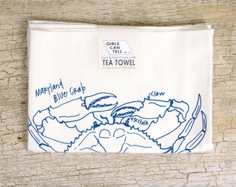 Crab Tea Towel Etsy