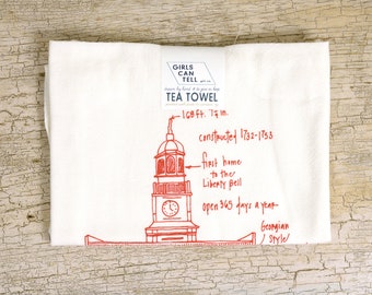 Asciugamano da tè Independence Hall, asciugamano con punti di riferimento di Philadelphia, strofinaccio da tè di Filadelfia, regalo per collega, regalo di Philadelphia, souvenir, regalo di storia di Filadelfia
