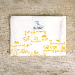 Cheese types Tea Towel, cheese towel Kitchen Towel, Apartment dish Towel, White Cotton Towel, Housewarming Gift cheese lover