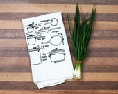 pots and pans tea towel - dish towel - kitchen dish cloth - bridal shower gift printed towels - foodie wedding gift housewarming gifts