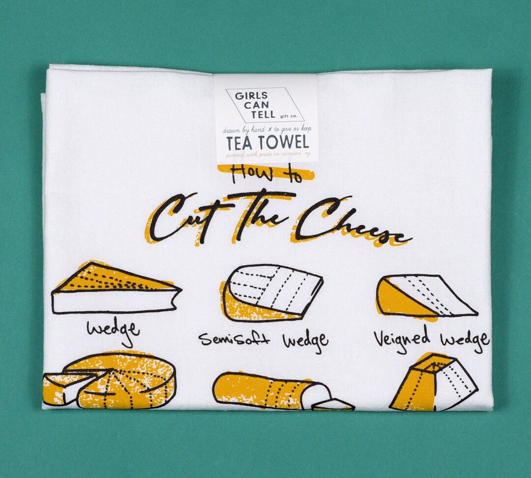 Cut the Cheese Tea Towel, Cheese Towel Kitchen Towel, Apartment Dish