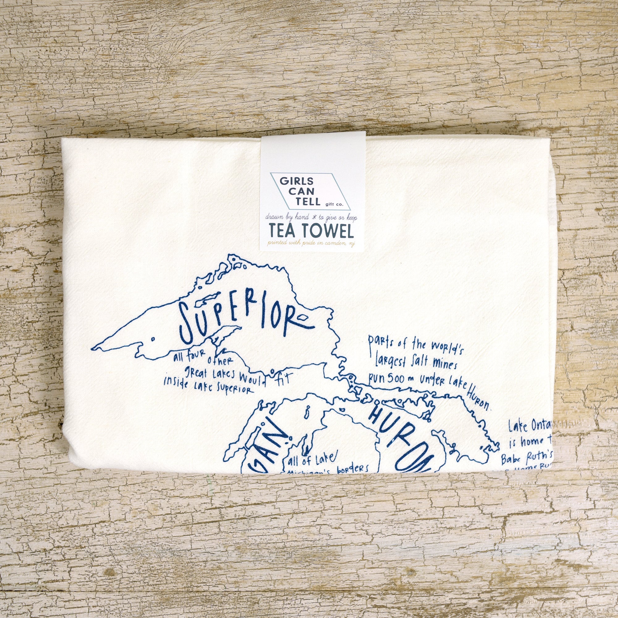 Great Lakes Embroidered Tea Towel