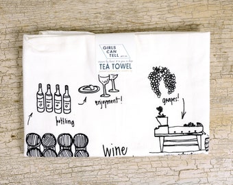 Wine Making Tea Towel, Wine Lover Gift, Wine Gift, Housewarming Gift, Kitchen Towel, Cotton Towel, Kitchen Gift, Wine Towel, Wine Lover