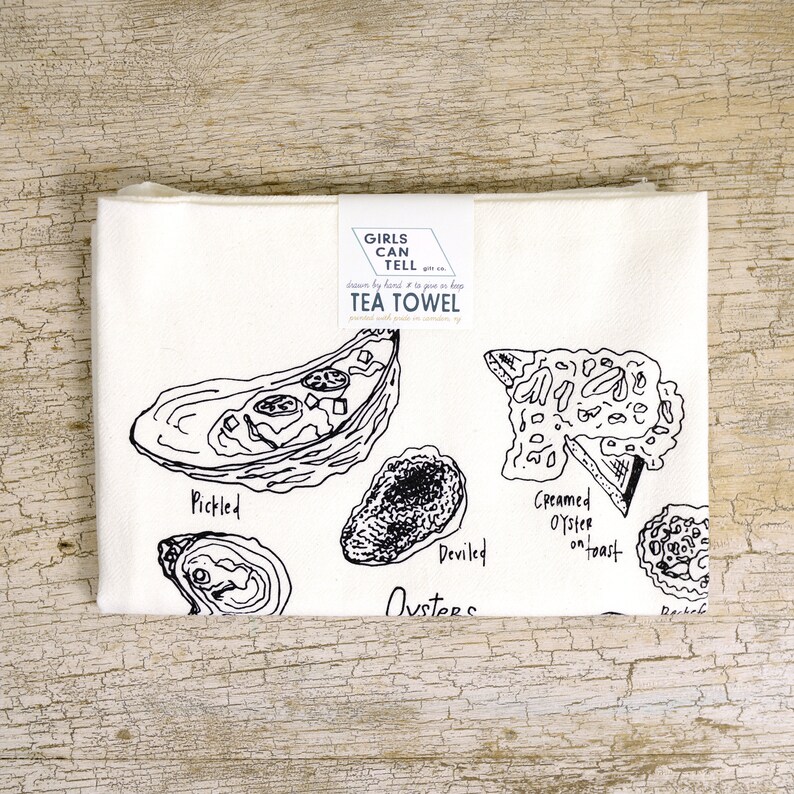 Oyster Preparations Tea Towel Oyster Towel Kitchen Towel Etsy