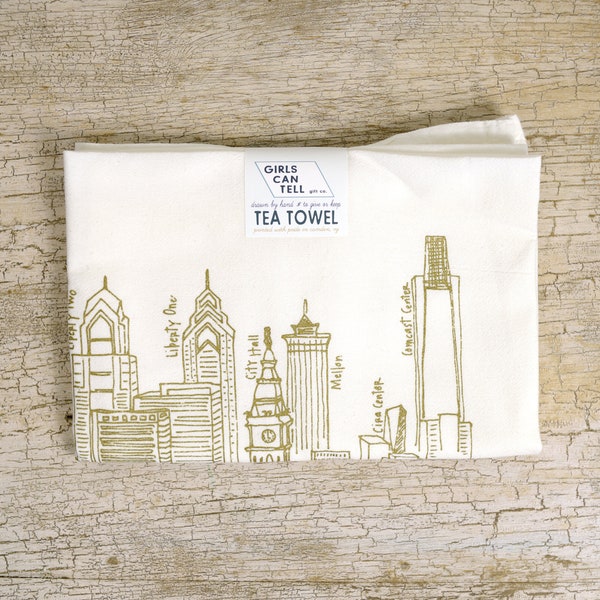 Philadelphia Skyline towel, Philly skyline towel, Philadelphia tea towel, coworker gift, gifts for men, Philly gift, souvenir