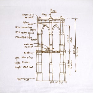 Brooklyn Bridge Tea Towel Kitchen Towel New York Hand Towel Linens Wedding Gift Housewarming Gift Dish Towel Dish Cloth image 2