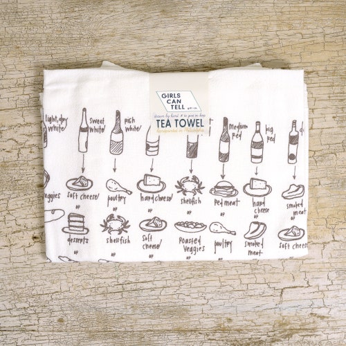 Food and Wine Pairing Tea Towel Kitchen Towel White Kitchen Etsy