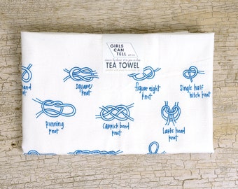 Nautical Knots Tea Towel, Knots Towel, Kitchen Towel, Apartment dish Towel, White Cotton Dish Towel, Housewarming Gift, Sea Lover Gift, Knot