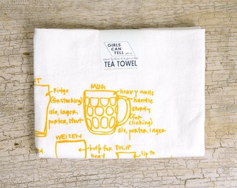 Beer kitchen towel, beer glassware towel, white kitchen towel, cotton towels, gifts for men, beer towels, housewarming gifts