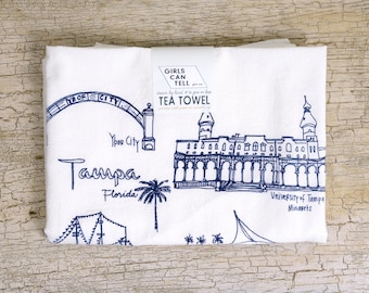 Tampa Tea Towel, Kitchen Towel, Florida Tea Towel, Housewarming gift, Florida Gift, United States, Cotton Towel, Tampa Florida Gift