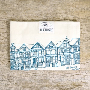 Painted Ladies Tea Towel, San Francisco Tea Towel, Housewarming Gift, San Francisco Gift, Painted Ladies, San Francisco Landmark, California