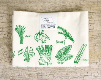 Grüne Kräuter Küchenhandtücher Floursack Baumwolltücher Grüne Kräuter Illustration Handgezeichnete Handtücher Geschenke für Männer